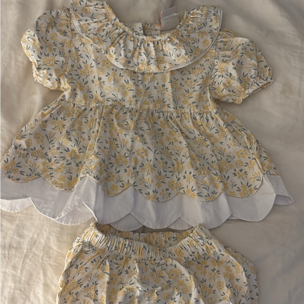 Floral Yellow and White Kids Matching Set
